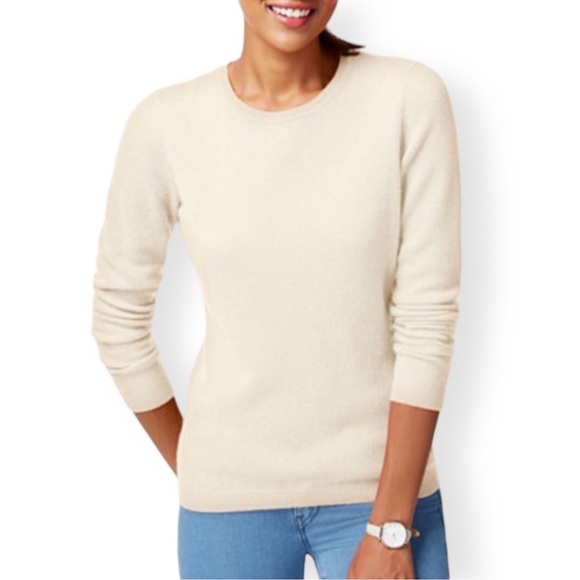 Charter Club Ivory Cashmere Crewneck Sweater Size Small NWT - Picture 1 of 8